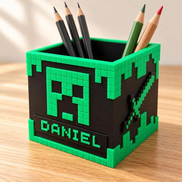 Pixel Pencil Holder with Name